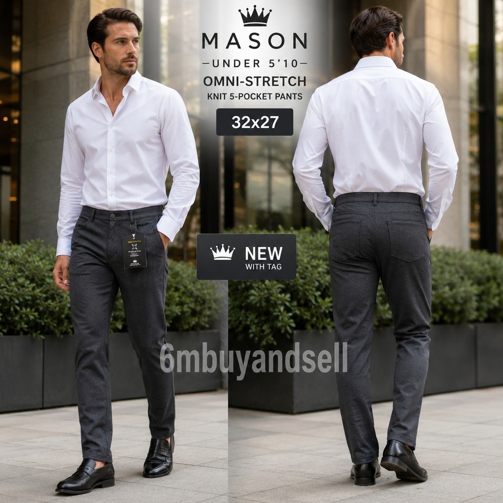Under 5'10 Mason Omni-Stretch Knit 5-Pocket Pants Charcoal 32x27 NWT